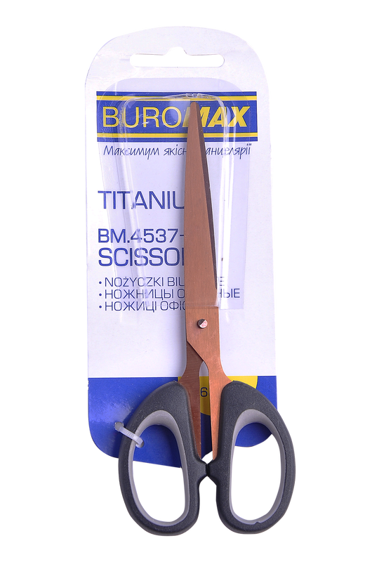 Ножиці офiснi TITANIUM, 163 мм, з сір.гум.вставками, чорні